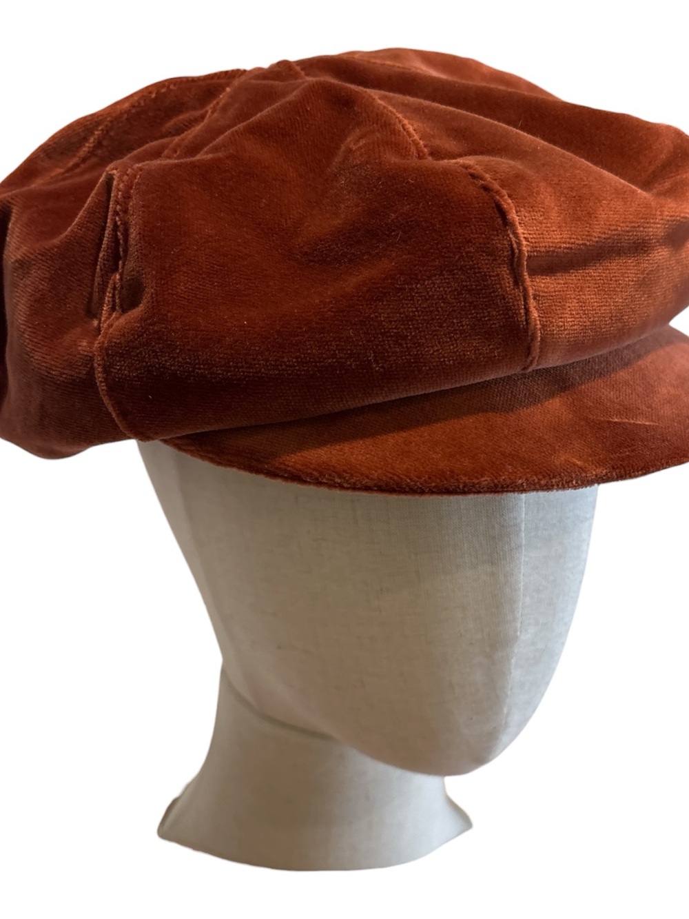 Y2K MARIVDA RUST VELVET NEWSBOY CAP RETRO MOD BOHO COTTAGECORE SZ XL 8.5" - Picture 4 of 7